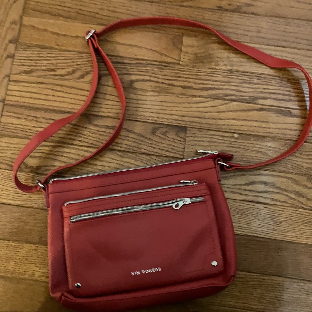Kim Rogers Red Crossbody Bag with Silver Details